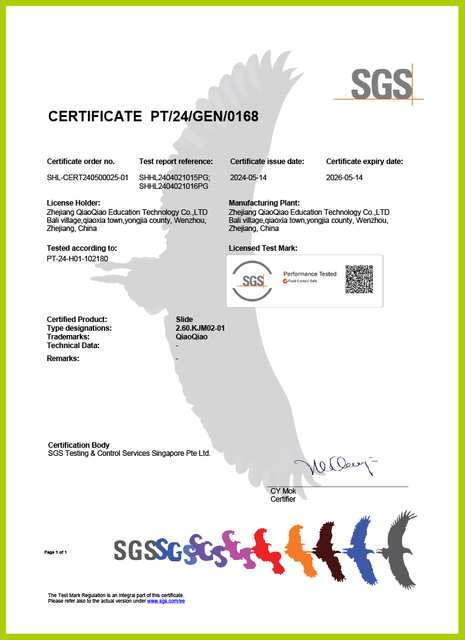 SGS slide food grade certificate